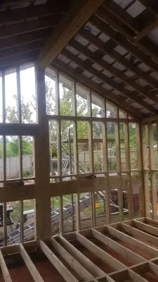 Timber frame extension ridge post